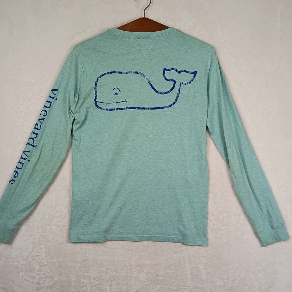 Vineyard Vines Pocket Tee Mens XS Green Long Sleeve Whale Logo Beach Preppy